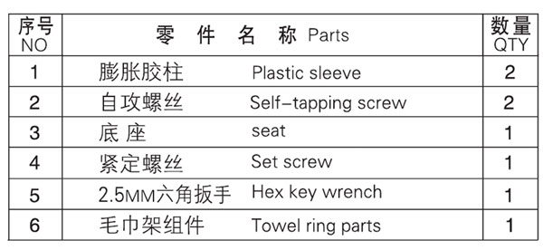 HF-92408毛巾環(huán)零件名稱(chēng)